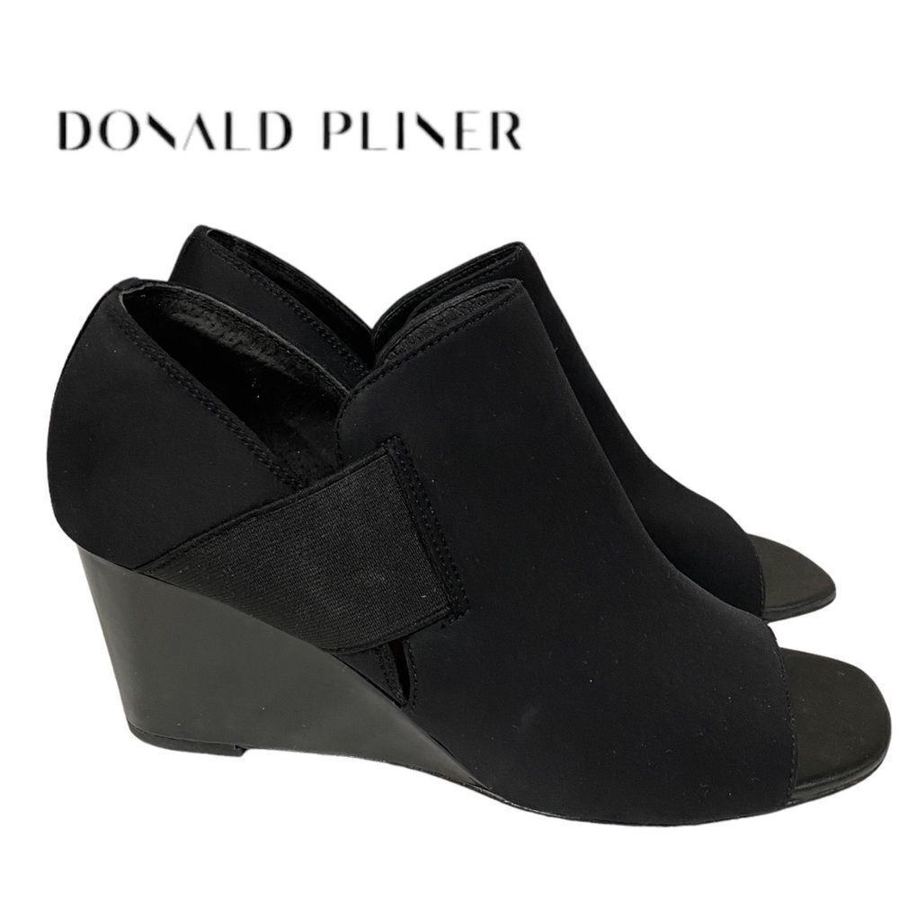Donald Pliner Women's Lizzy Wedge Black Fabric Sandals 8.5